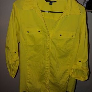 Yellow button down blouse